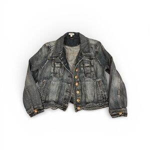 Express Denim Jacket with Button Accents